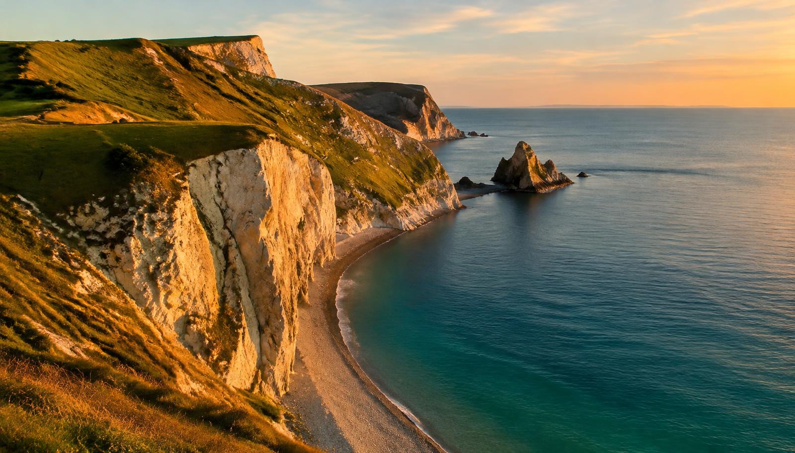Dorset coast at golden hour